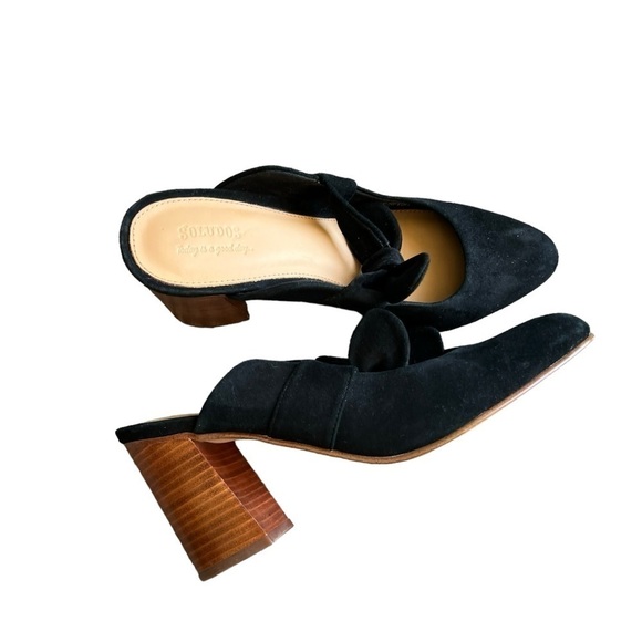 SOLUDOS - Lani Bow Suede Heeled Mules Sz 9 - Picture 1 of 10